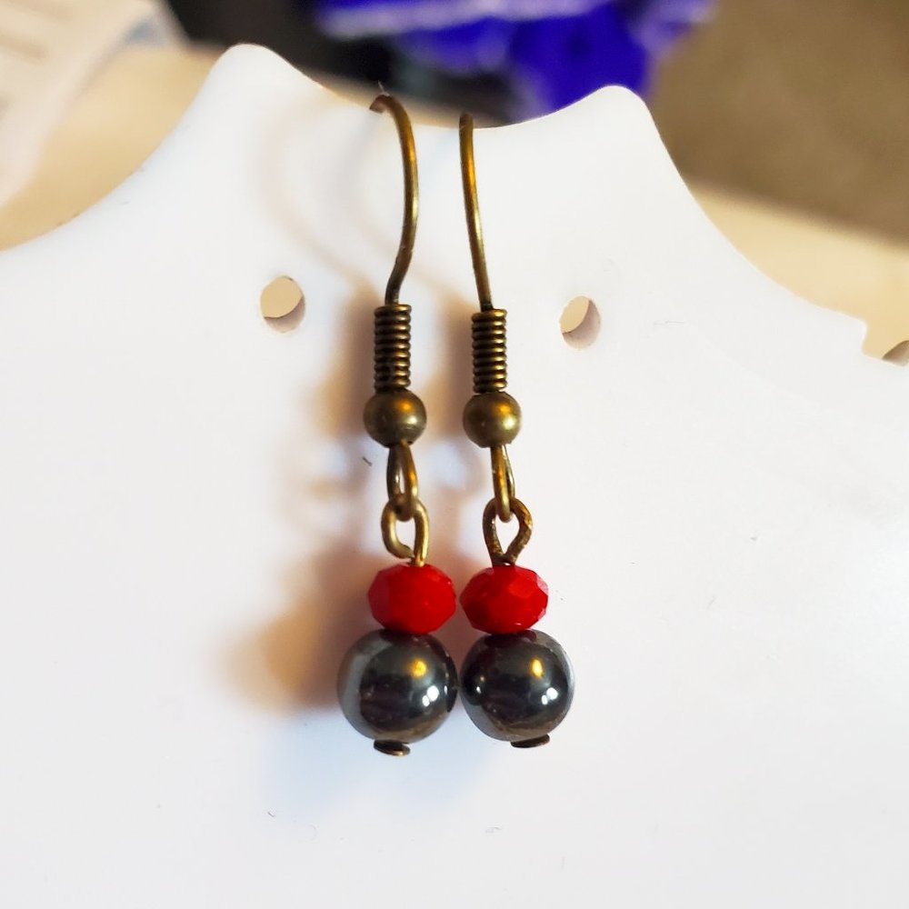 Bronze Hook Czech Glass Bead Dangle Earrings Tony Alexander Jewelry Artisan NWT